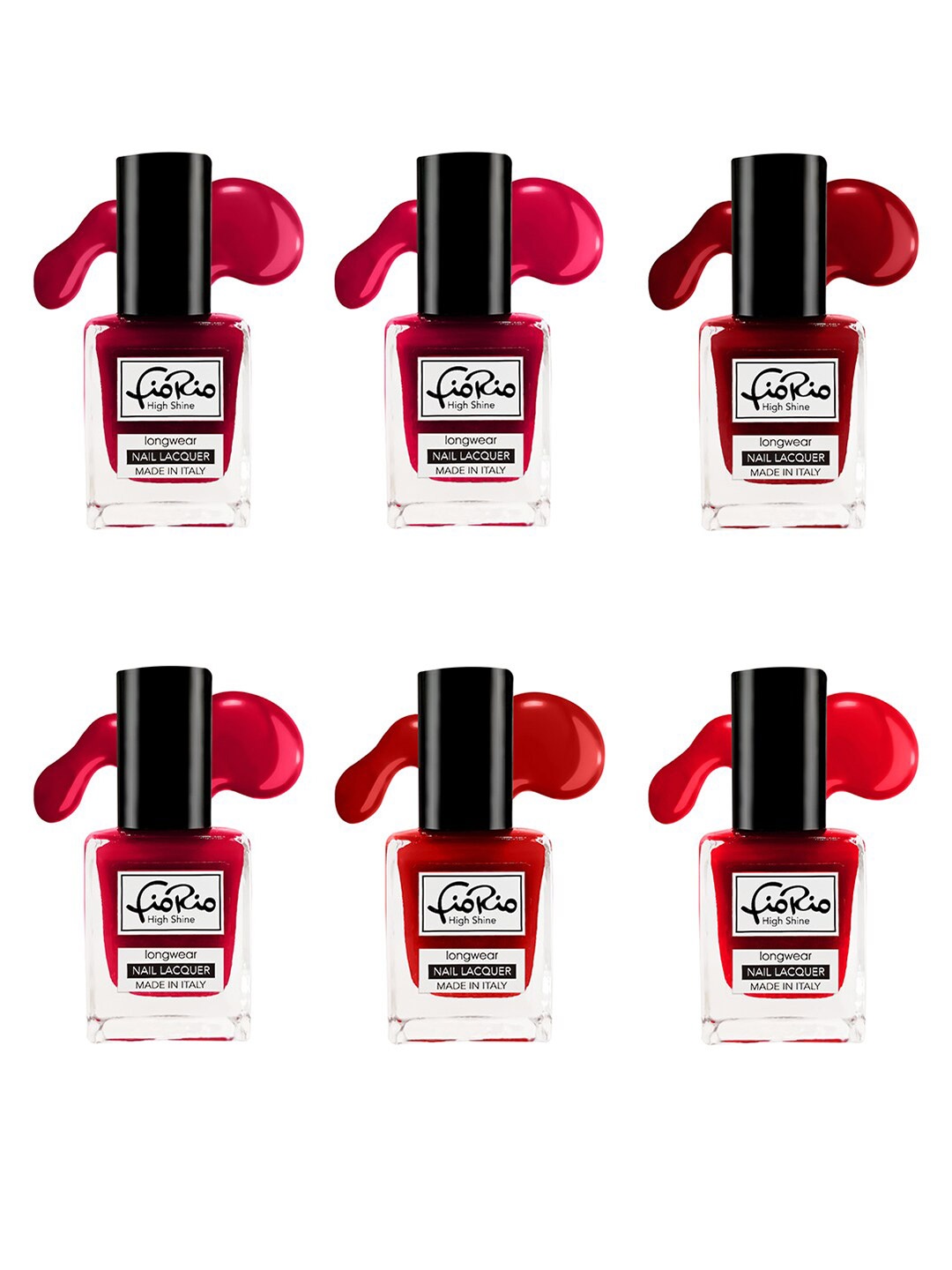 Fiorio Set of 6 High Shine Long Lasting Nail Lacquer 11ml Each - Shades 02+03+04+05+06+08, Red
Fiorio Set of 6 High Shine Long Lasting Nail Lacquer 11ml Each - Shades 02+03+04+05+06+08, Red