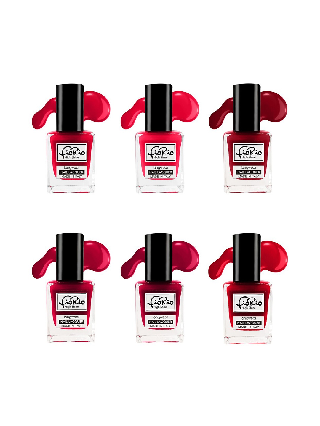 Fiorio Set of 6 High Shine Long Lasting Nail Lacquer 11ml Each - Shades 09+10+11+16+17+18, Red
Fiorio Set of 6 High Shine Long Lasting Nail Lacquer 11ml Each - Shades 09+10+11+16+17+18, Red
