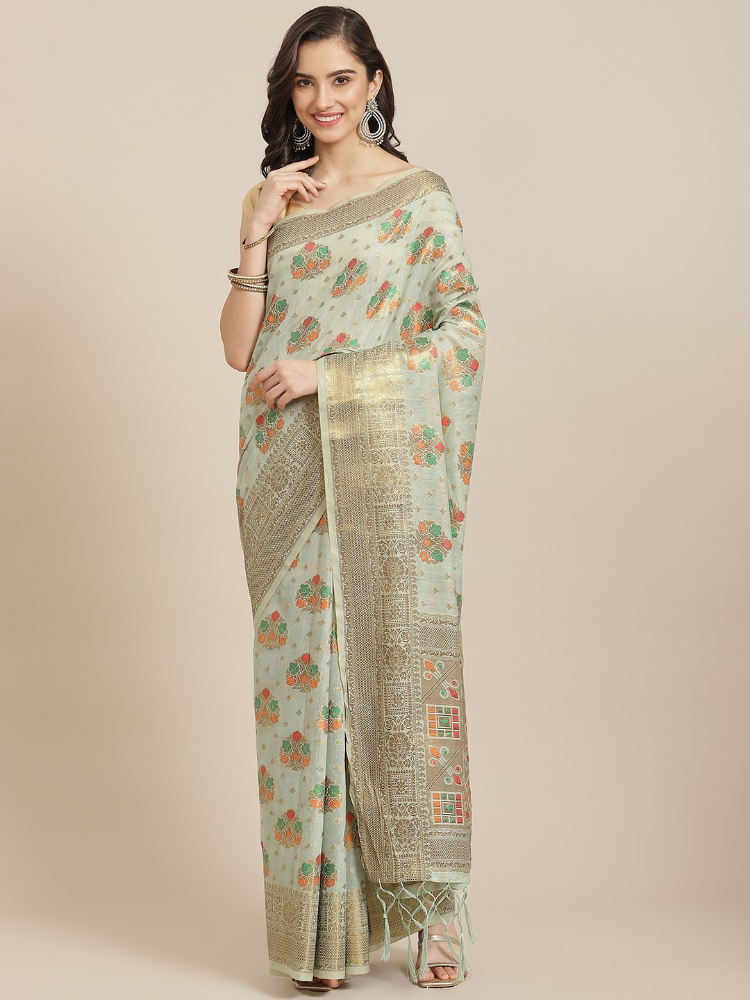 Divine International Trading Co Sea Green Woven Design Zari Pure Cotton Chanderi Saree
Divine International Trading Co Sea Green Woven Design Zari Pure Cotton Chanderi Saree