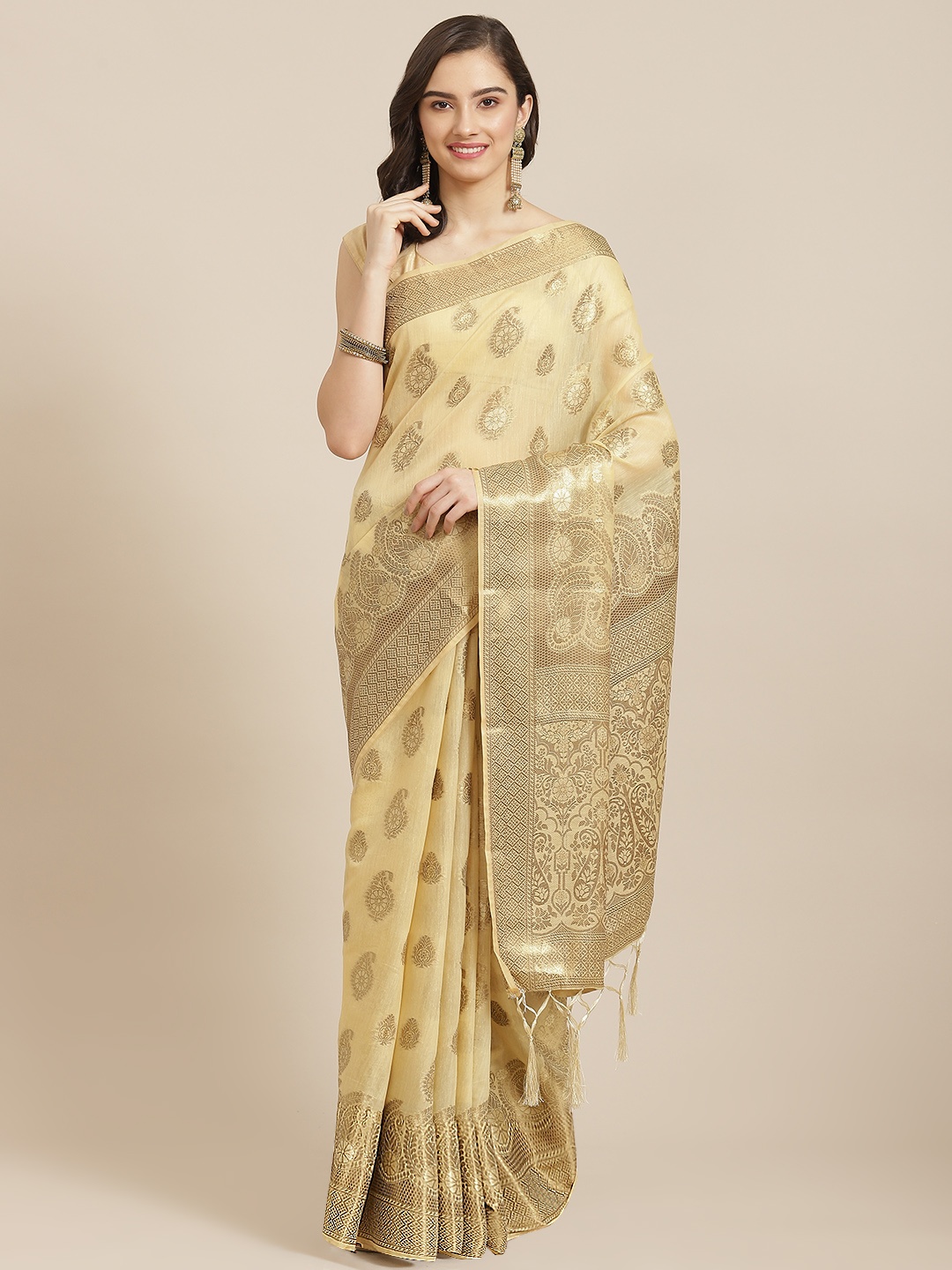 Divine International Trading Co Cream-Coloured Woven Design Pure Cotton Chanderi Saree
Divine International Trading Co Cream-Coloured Woven Design Pure Cotton Chanderi Saree