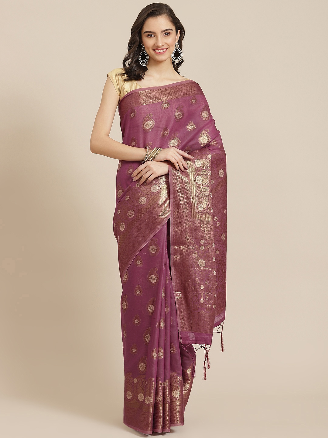 Divine International Trading Co Purple & Golden Woven Design Pure Cotton Chanderi Saree
Divine International Trading Co Purple & Golden Woven Design Pure Cotton Chanderi Saree