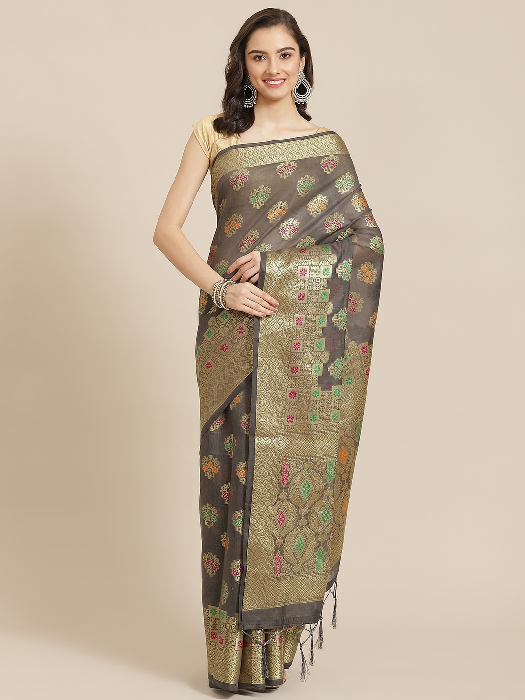 Divine International Trading Co Grey & Golden Woven Design Zari Pure Cotton Chanderi Saree
Divine International Trading Co Grey & Golden Woven Design Zari Pure Cotton Chanderi Saree