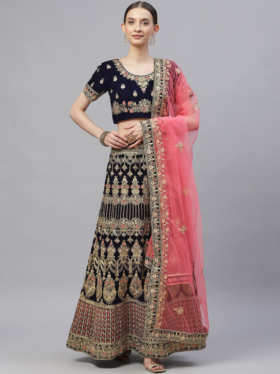 Readiprint Fashions Blue & Pink Embroidered Semi-Stitched Lehenga & Unstitched Blouse With Dupatta
Readiprint Fashions Blue & Pink Embroidered Semi-Stitched Lehenga & Unstitched Blouse With Dupatta