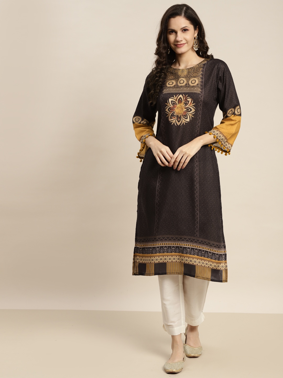 Tikhi Imli Women Brown & Mustard Yellow Ethnic Motifs Yoke Design Flared Sleeves Kurta
Tikhi Imli Women Brown & Mustard Yellow Ethnic Motifs Yoke Design Flared Sleeves Kurta