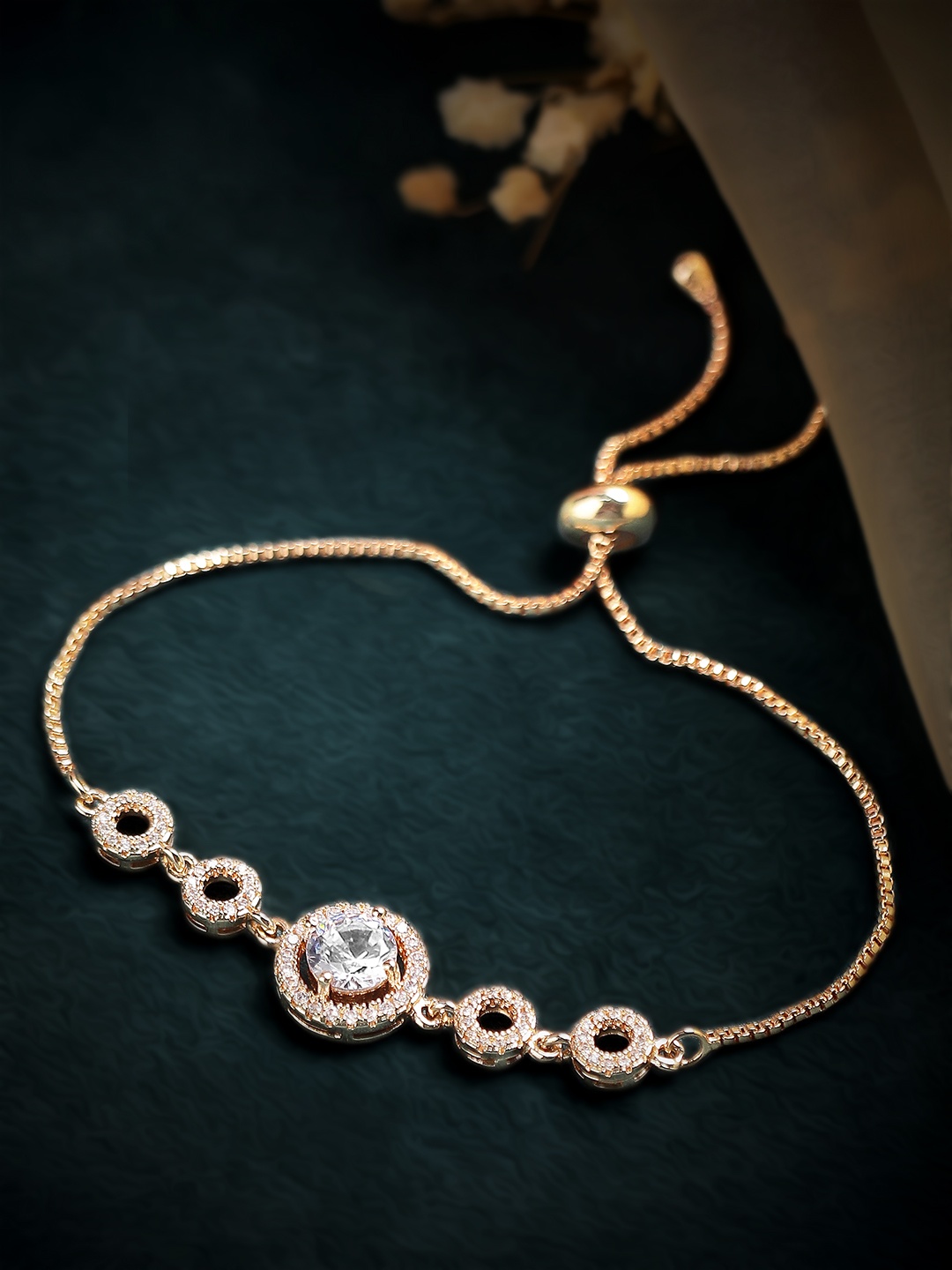 Rubans Women White & Gold-Toned American Diamond Rose Gold-Plated Wraparound Bracelet
Rubans Women White & Gold-Toned American Diamond Rose Gold-Plated Wraparound Bracelet