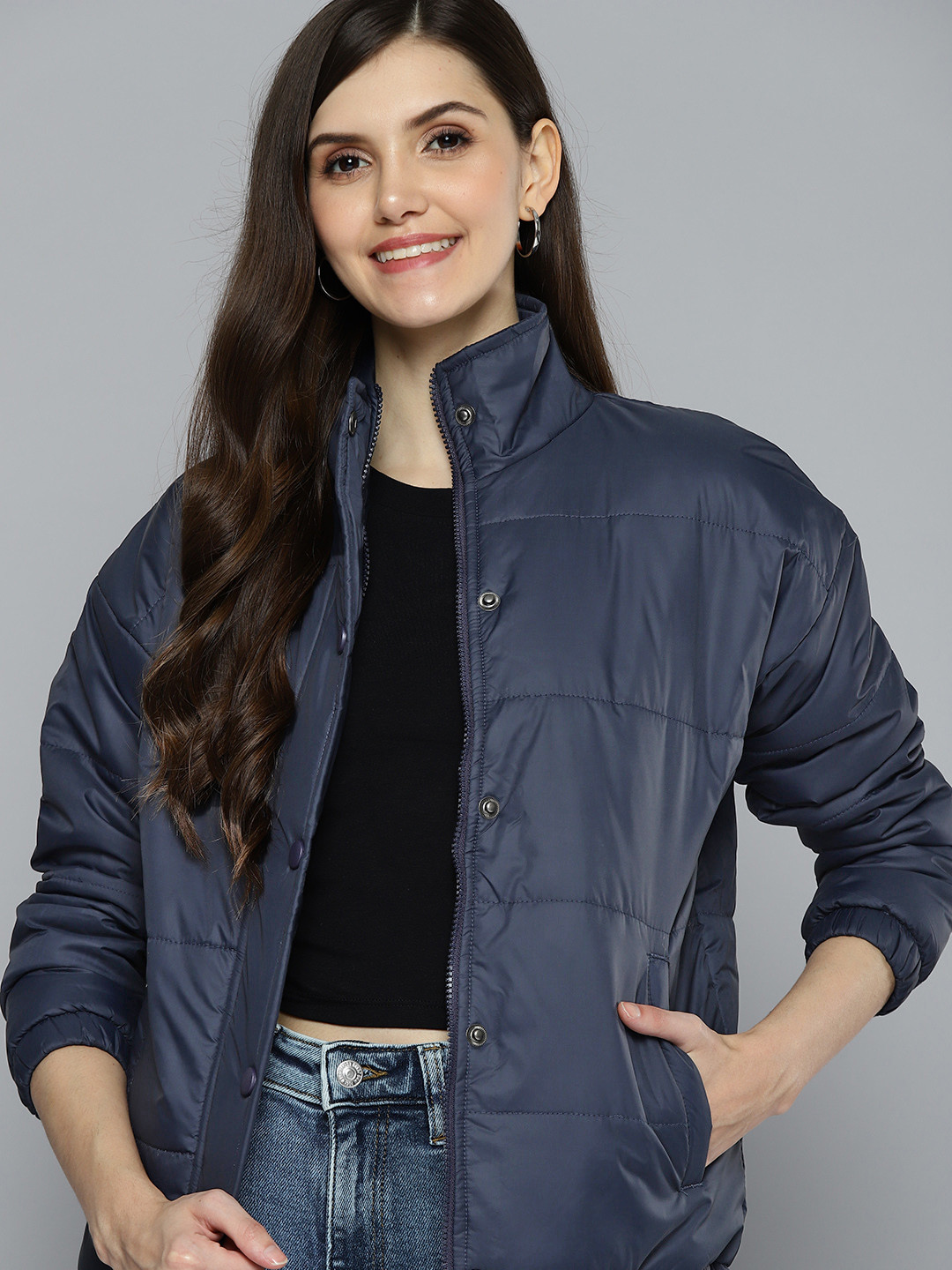 Mast & Harbour Women Navy Blue Solid Padded Jacket
Mast & Harbour Women Navy Blue Solid Padded Jacket