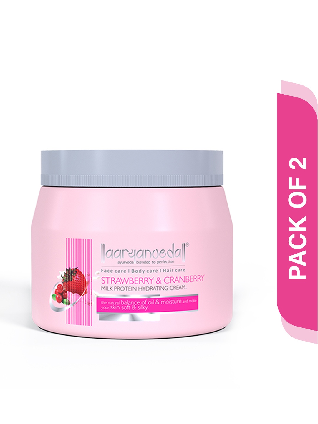 Aryanveda Set of 2 Strawberry & Cranberry Milk Protein Hydrating Cream - 400 g Each, Pink
Aryanveda Set of 2 Strawberry & Cranberry Milk Protein Hydrating Cream - 400 g Each, Pink