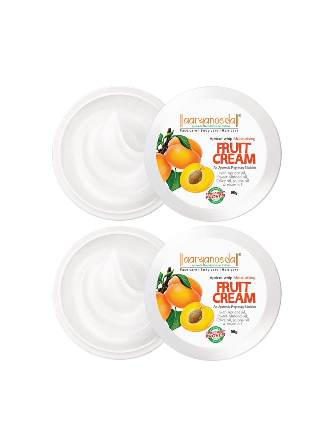 Aryanveda Set of 2 Apricot Whip Moisturising Fruit Cream with Apricot Oil - 90 g Each, White
Aryanveda Set of 2 Apricot Whip Moisturising Fruit Cream with Apricot Oil - 90 g Each, White