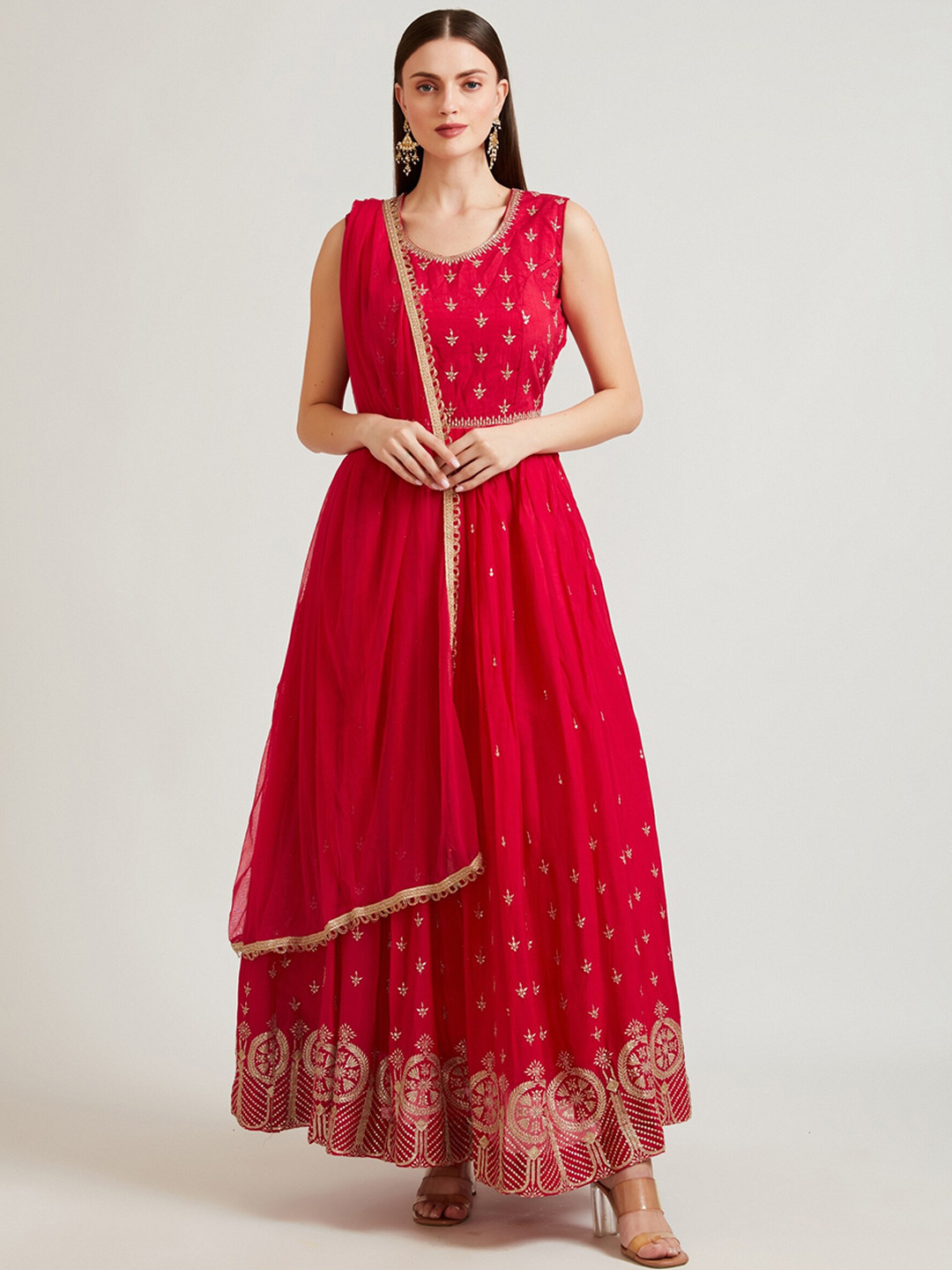 Neerus Women Magenta Ethnic Motifs Yoke Design Panelled Kurta with leggings & With Dupatta
Neerus Women Magenta Ethnic Motifs Yoke Design Panelled Kurta with leggings & With Dupatta