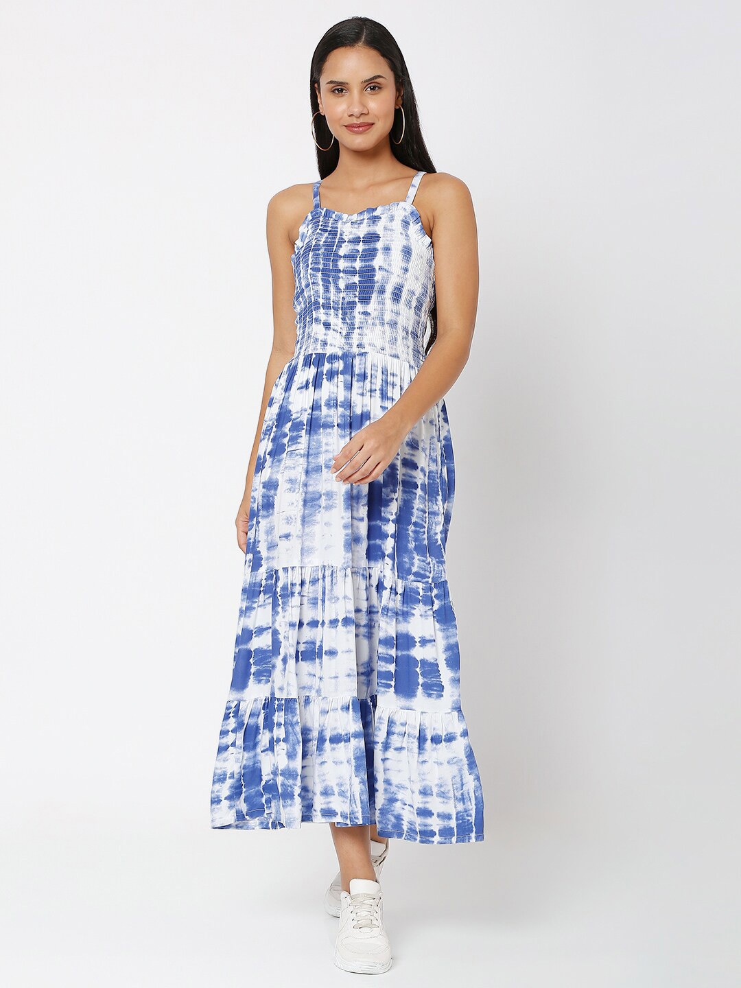 Smarty Pants Blue & White Tie and Dye Maxi Dress