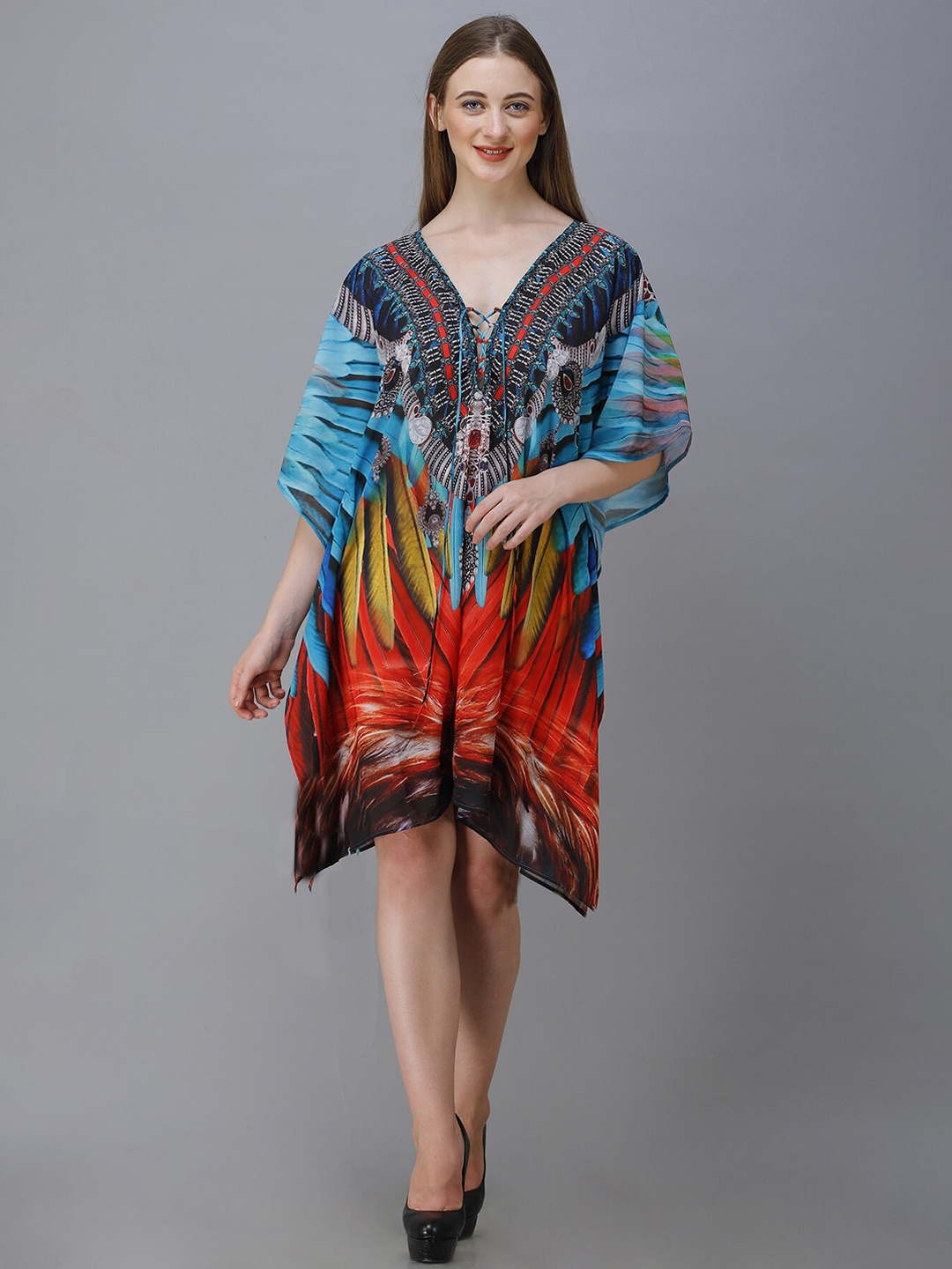 Rajoria Instyle Georgette Ethnic Kaftan Dress, Multi