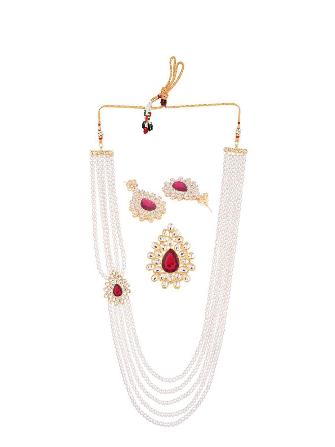 Efulgenz Gold-Plated Maroon & White Kundan Studded & Beaded Traditional Jewellery Set
Efulgenz Gold-Plated Maroon & White Kundan Studded & Beaded Traditional Jewellery Set