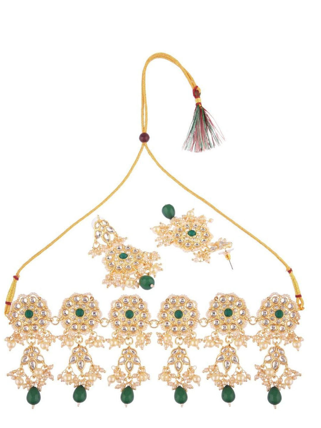 Efulgenz Gold-Plated White & Green Kundan-Studded & Beaded Traditional Bridal Jewellery Set
Efulgenz Gold-Plated White & Green Kundan-Studded & Beaded Traditional Bridal Jewellery Set