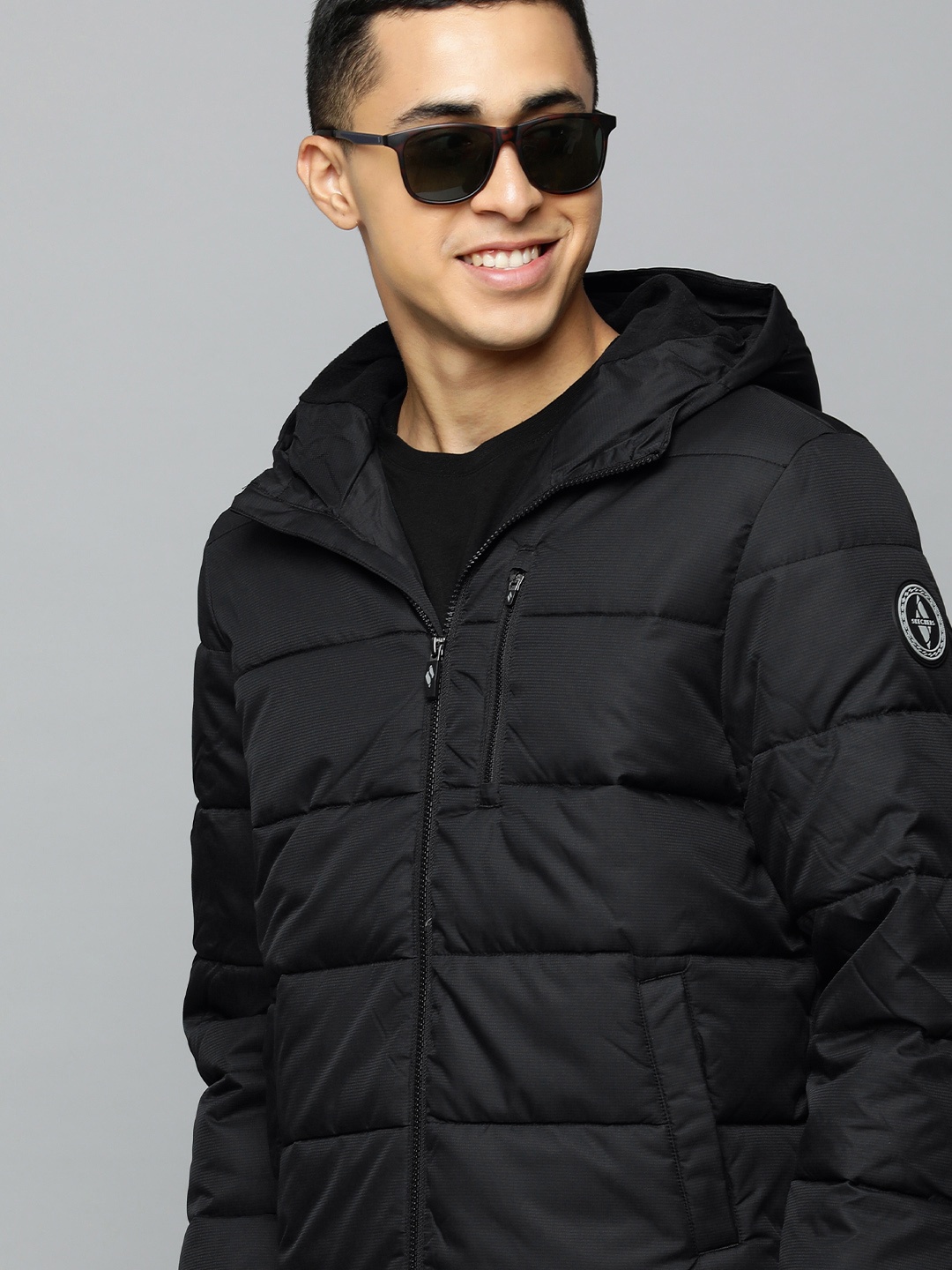 Skechers Men Black Sporty Jacket