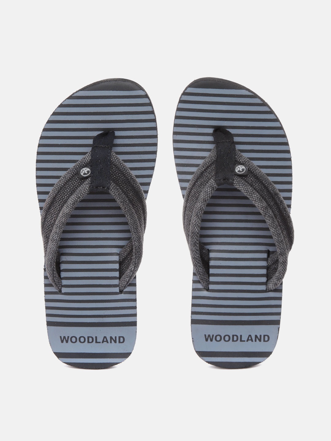 Woodland Men Black & Blue Striped Thong Flip-Flops