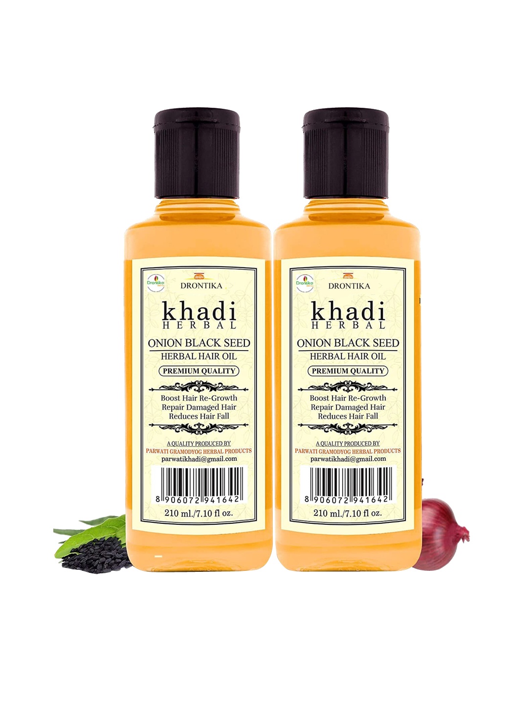 DRONTIKA Set of 2 Onion Black Seed Herbal Hair Oil for Reduces Hair Fall - 210 ml Each, Yellow
DRONTIKA Set of 2 Onion Black Seed Herbal Hair Oil for Reduces Hair Fall - 210 ml Each, Yellow