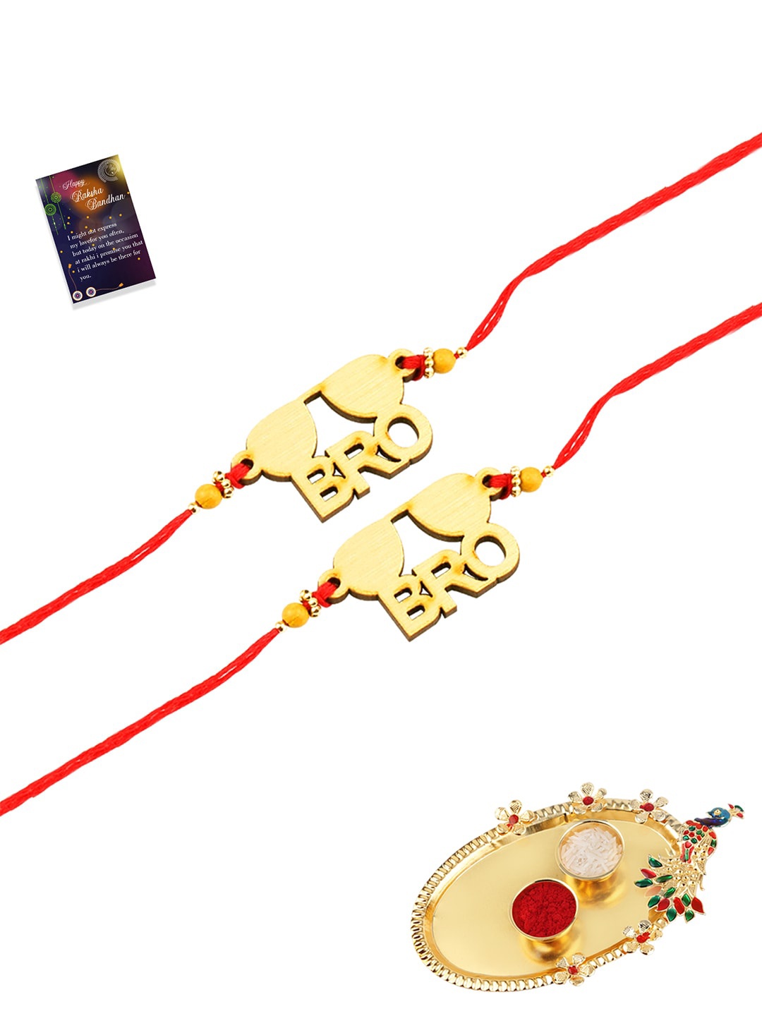 Silver Shine Pack Of 2 Rakhi With Pooja Thali Roli Chawal And Greeting Card, Multi
Silver Shine Pack Of 2 Rakhi With Pooja Thali Roli Chawal And Greeting Card, Multi