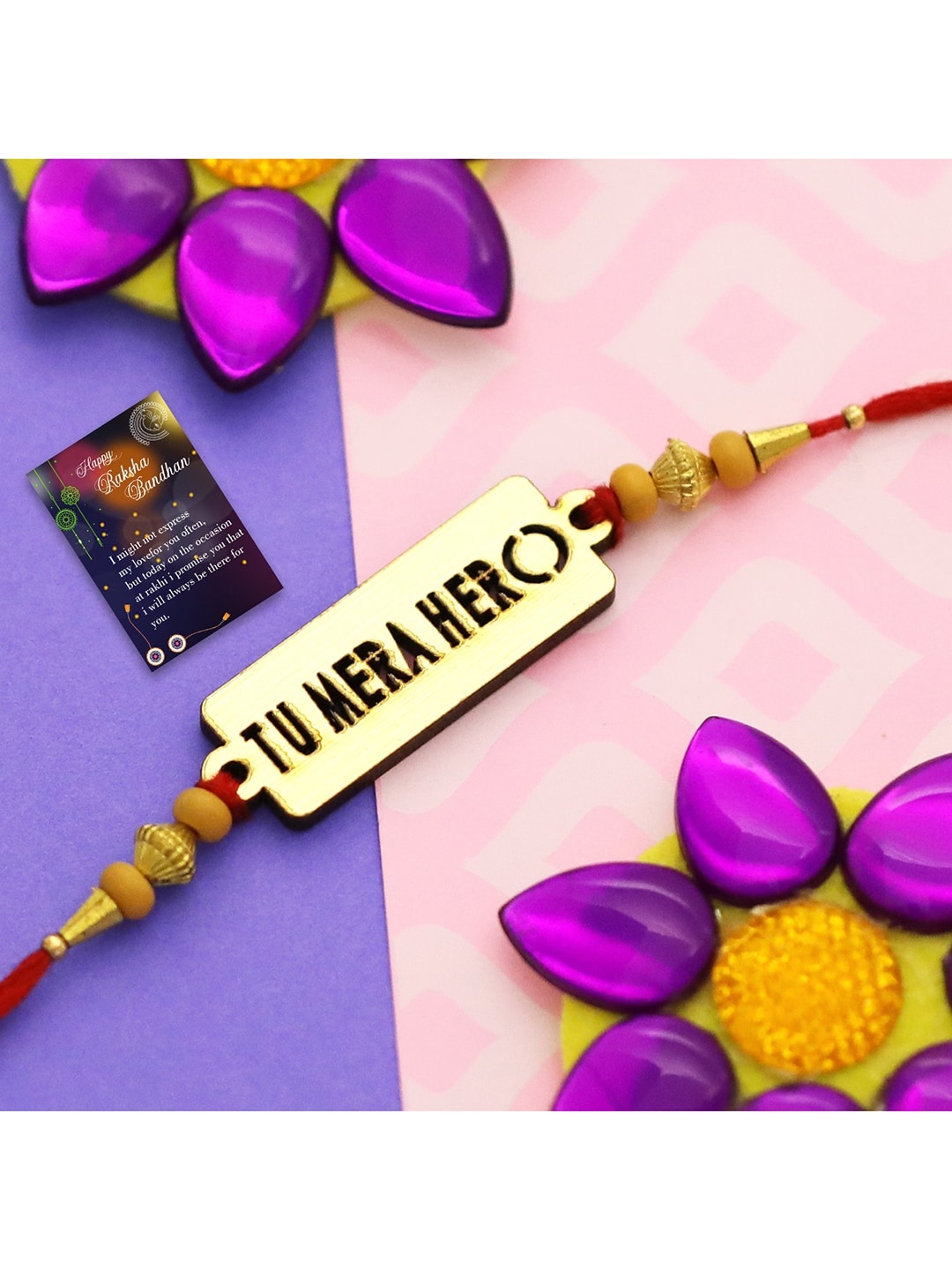 Silver Shine Set Of 2 Red & Gold-Toned Rakhi With Roli Chawal And greeting Card
Silver Shine Set Of 2 Red & Gold-Toned Rakhi With Roli Chawal And greeting Card