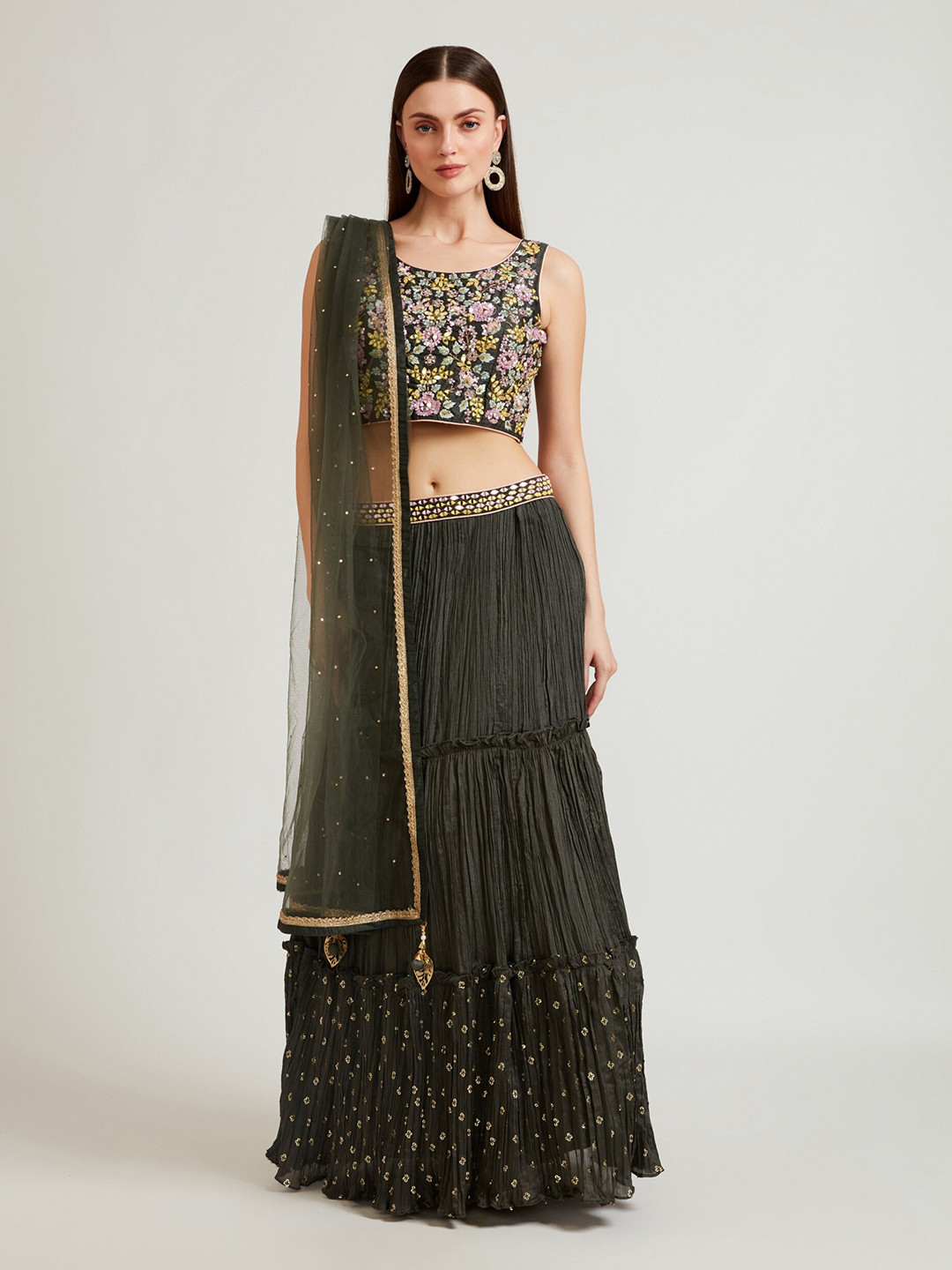 Neerus Green & Pink Embroidered Mirror Work Ready to Wear Lehenga & Blouse With Dupatta
Neerus Green & Pink Embroidered Mirror Work Ready to Wear Lehenga & Blouse With Dupatta