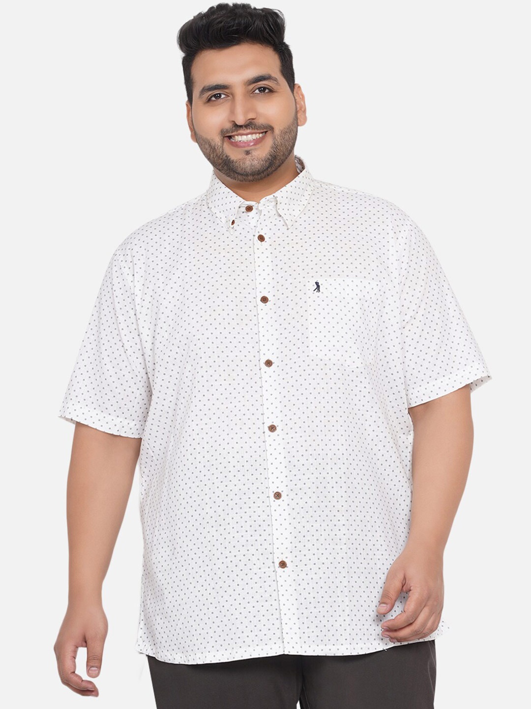 Santonio Men White Printed Cotton Casual Shirt