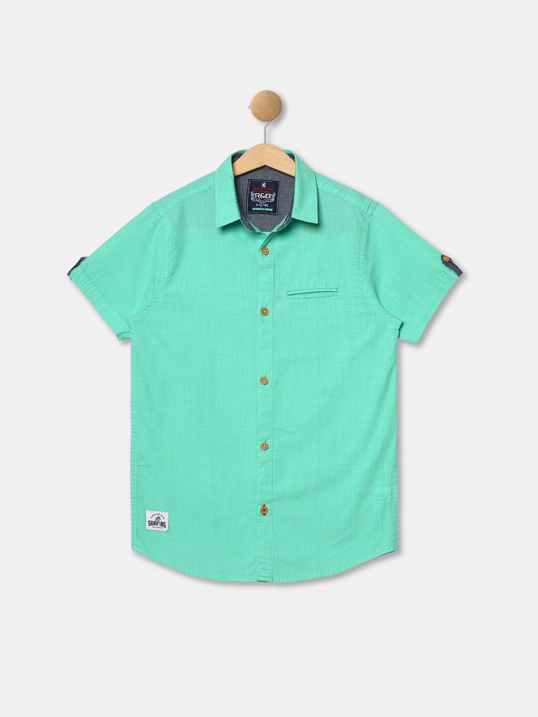 R&B Boys Green Casual Shirt