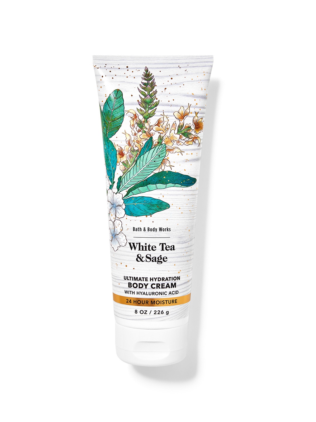 Bath & Body Works White Tea & Sage Ultimate Hydration Body Cream with Hyaluronic Acid-226g
Bath & Body Works White Tea & Sage Ultimate Hydration Body Cream with Hyaluronic Acid-226g