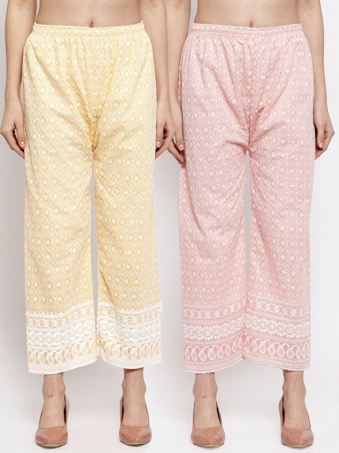 Miaz Lifestyle Women Set Of 2 Yellow & Pink Floral Embroidered Knitted Cropped Palazzos
Miaz Lifestyle Women Set Of 2 Yellow & Pink Floral Embroidered Knitted Cropped Palazzos