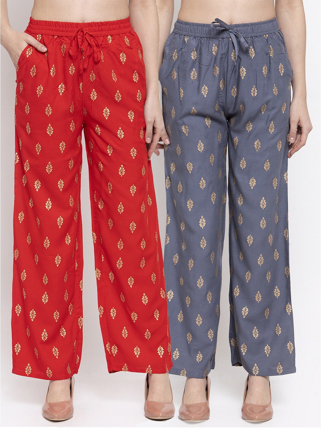 Miaz Lifestyle Women Red & Grey Pack Of 2 Ethnic Motifs Printed Knitted Cotton Palazzos
Miaz Lifestyle Women Red & Grey Pack Of 2 Ethnic Motifs Printed Knitted Cotton Palazzos