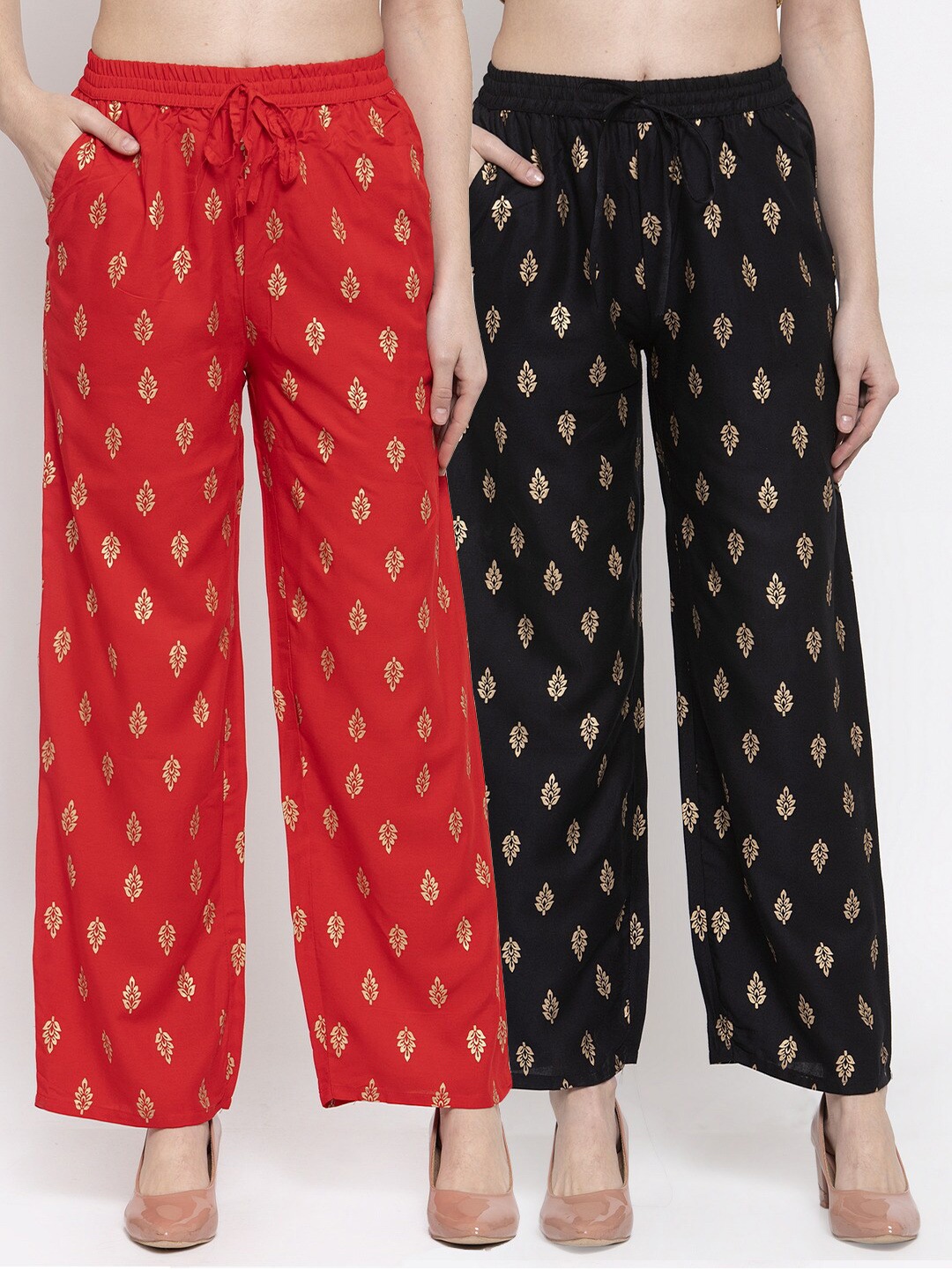 Miaz Lifestyle Women Red & Black Pack of 2 Floral Printed 100% Cotton Ethnic Palazzos
Miaz Lifestyle Women Red & Black Pack of 2 Floral Printed 100% Cotton Ethnic Palazzos