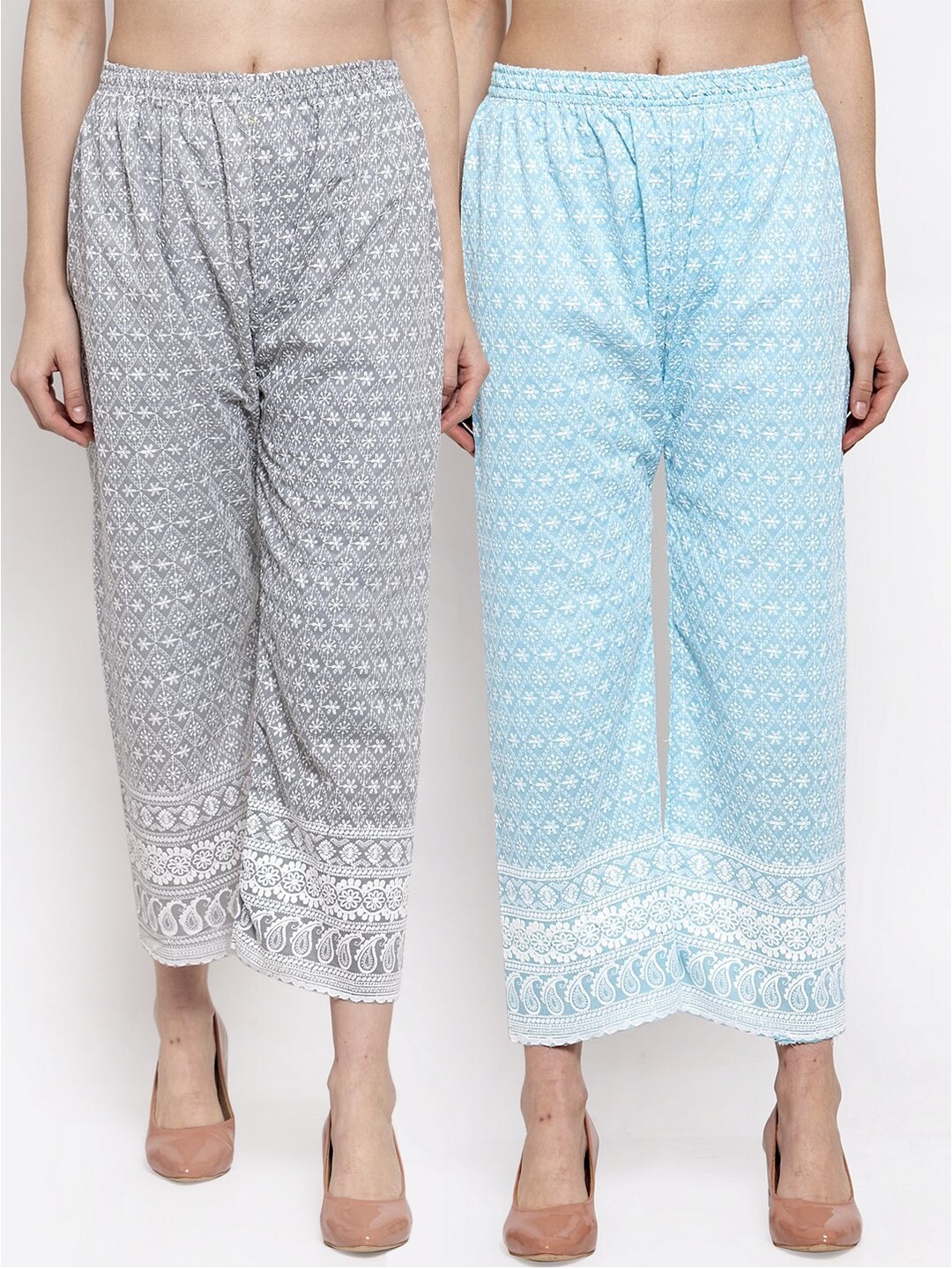 Miaz Lifestyle Women Set Of 2 Blue & Grey Straight Fit Embroidered Cotton Ethnic Palazzos
Miaz Lifestyle Women Set Of 2 Blue & Grey Straight Fit Embroidered Cotton Ethnic Palazzos