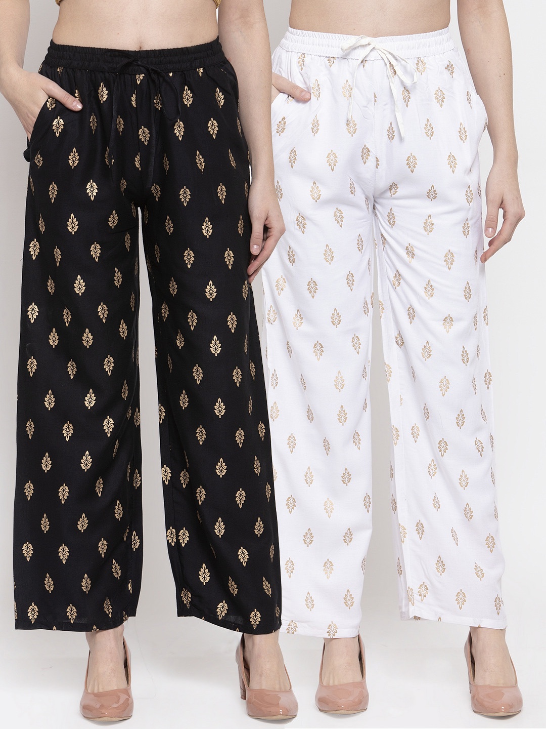 Miaz Lifestyle Women White & Black Pack of 2 Floral Printed100% Cotton Ethnic Palazzos
Miaz Lifestyle Women White & Black Pack of 2 Floral Printed100% Cotton Ethnic Palazzos