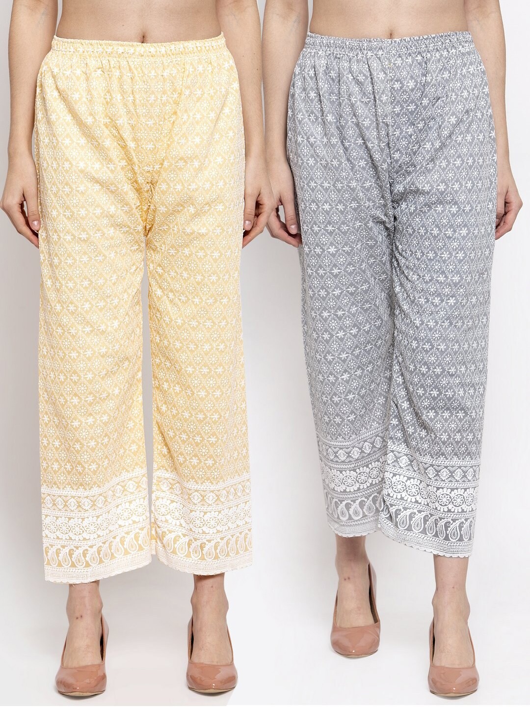 Miaz Lifestyle Pack of 2 Women Yellow & Grey Floral Embroidered Knitted Ethnic Palazzos
Miaz Lifestyle Pack of 2 Women Yellow & Grey Floral Embroidered Knitted Ethnic Palazzos