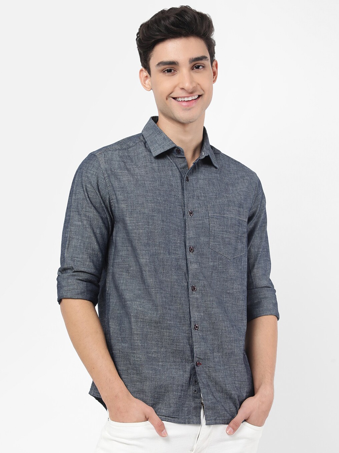 VASTRADO Men Grey Relaxed Casual Shirt