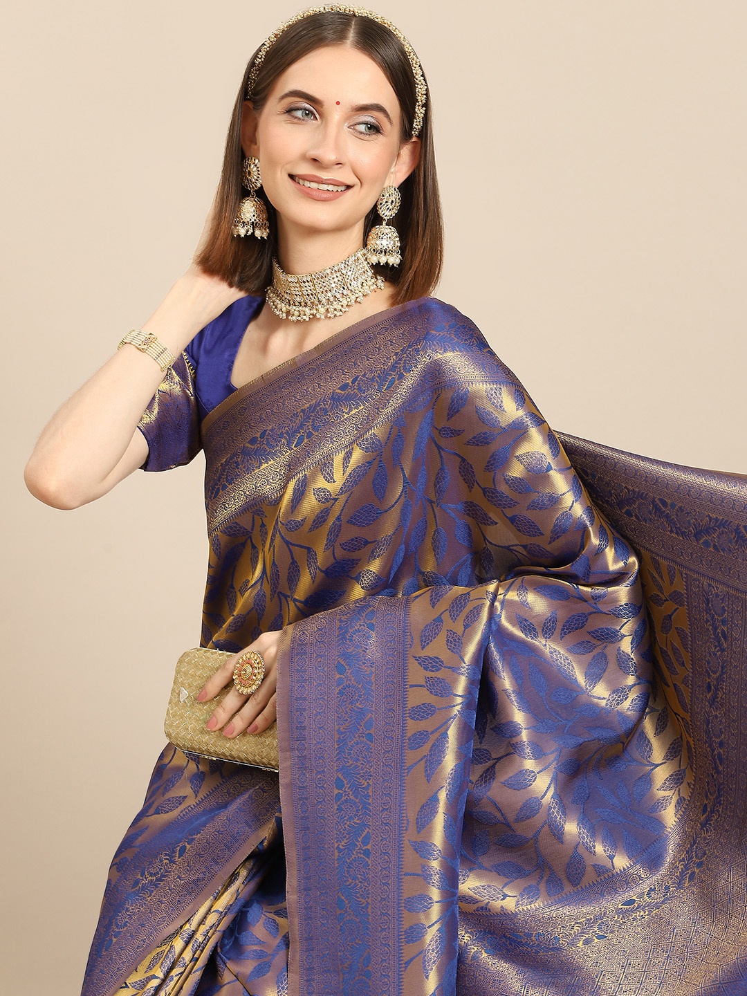 all about you Royal Blue & Gold-Toned Woven Design Zari Silk Blend Kanjeevaram Saree
all about you Royal Blue & Gold-Toned Woven Design Zari Silk Blend Kanjeevaram Saree