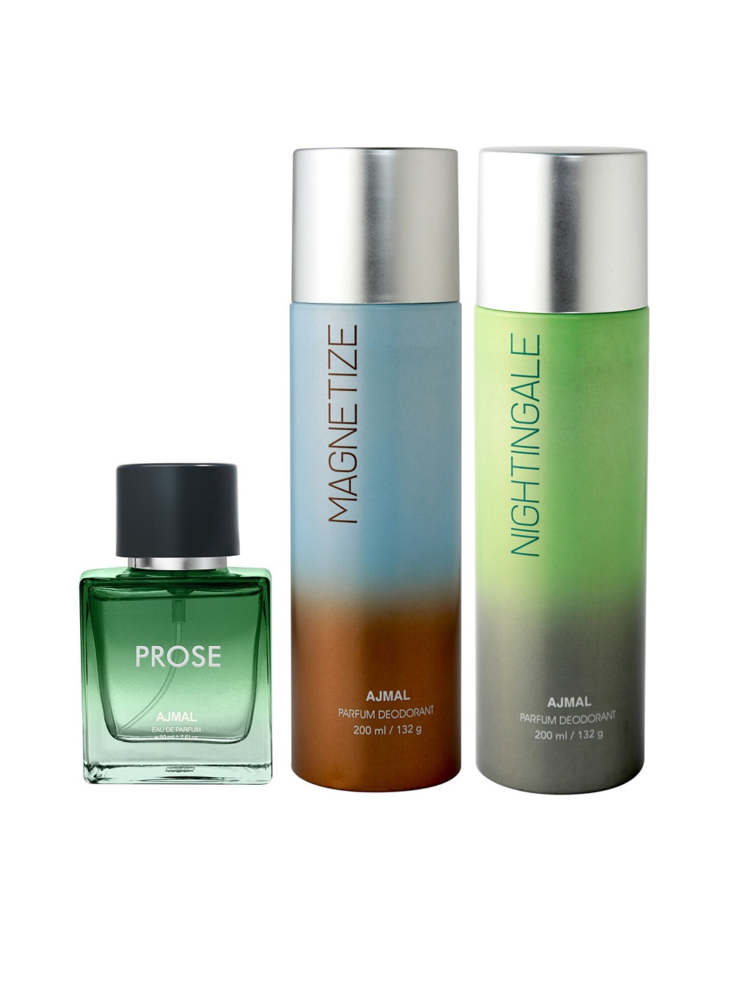 Ajmal Prose Eau de Parfum 50ml with Magnetize & Nightingale Deodorant 200ml each, Green
Ajmal Prose Eau de Parfum 50ml with Magnetize & Nightingale Deodorant 200ml each, Green