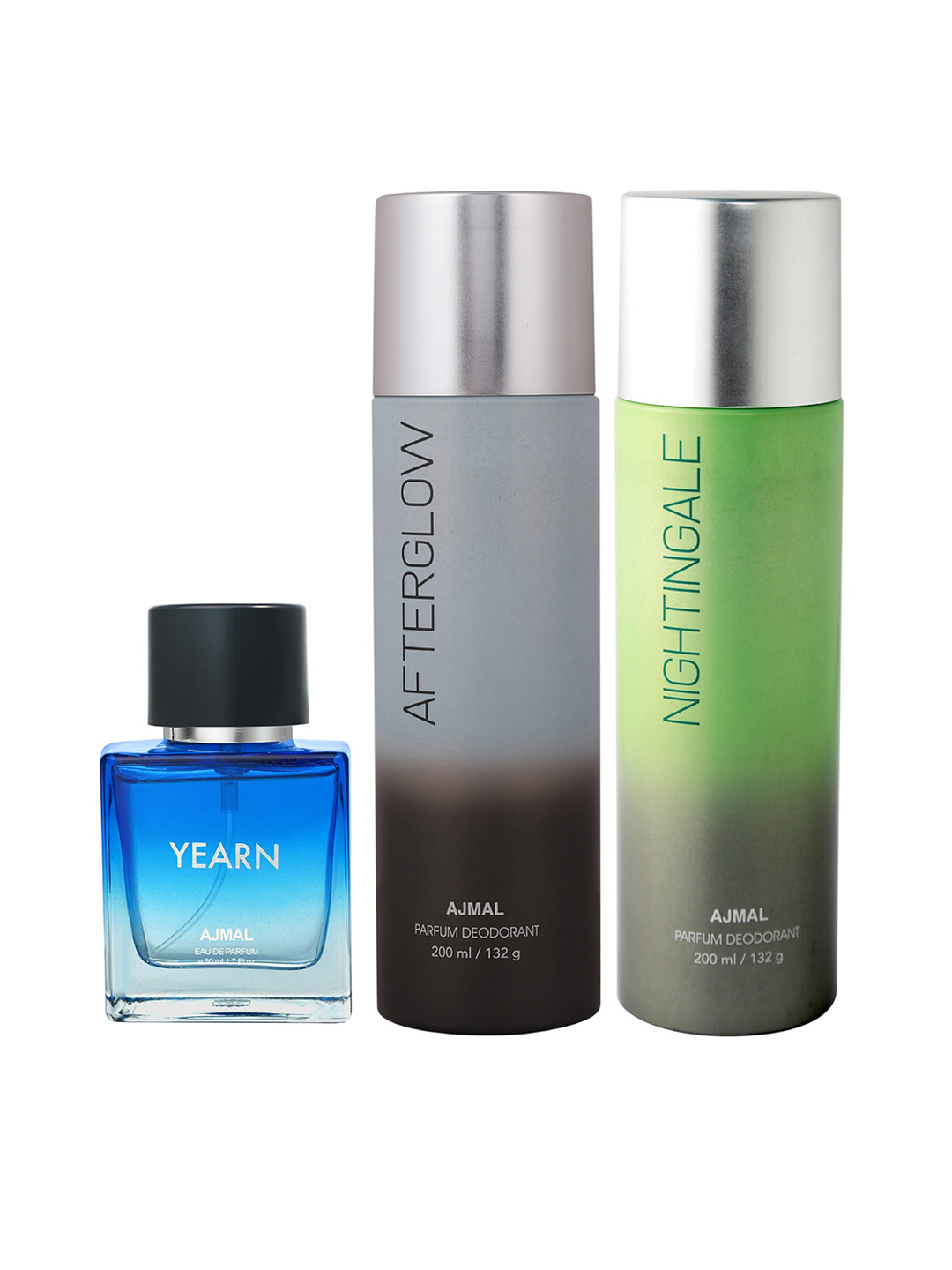 Ajmal Yearn Eau de Parfum 50ml with Afterglow & Nightingale Deodorant 200ml each, Blue 
Ajmal Yearn Eau de Parfum 50ml with Afterglow & Nightingale Deodorant 200ml each, Blue
