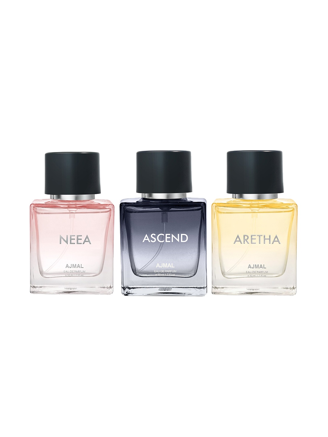 Ajmal Set of Neea, Aretha, Ascend Eau De Parfum - 50 ml Each, Pink
