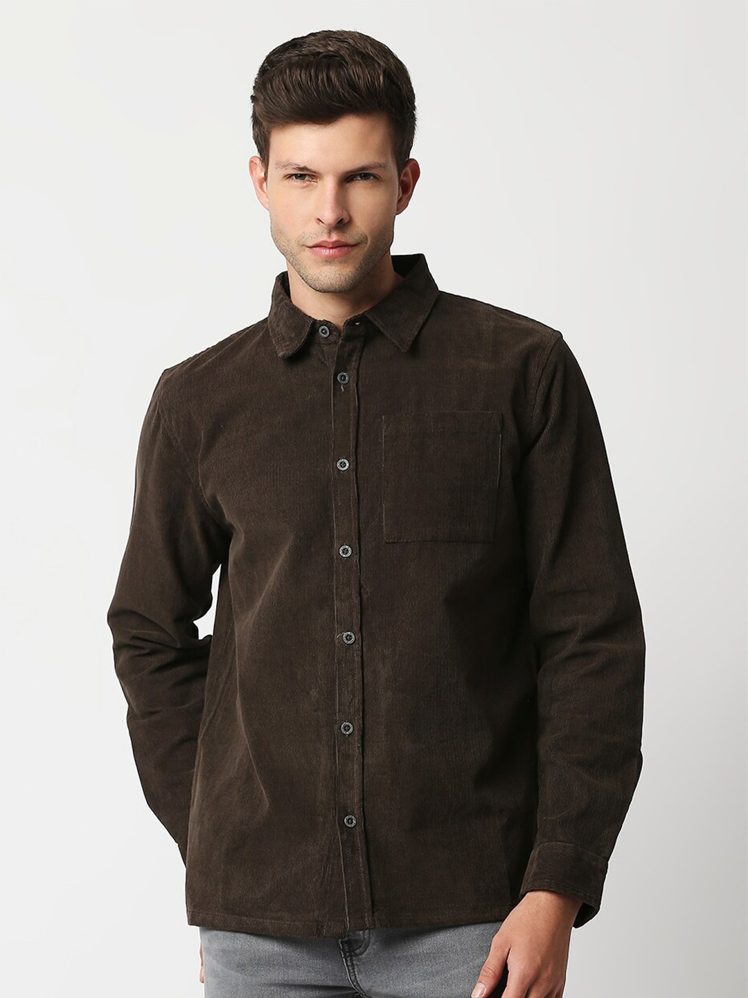 Blamblack Men Brown Slim Fit Casual Shirt