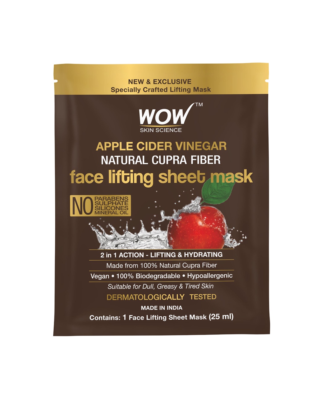 WOW SKIN SCIENCE Apple Cider Vinegar Natural Fiber Cupra Face Lifting Sheet Mask, Transparent
WOW SKIN SCIENCE Apple Cider Vinegar Natural Fiber Cupra Face Lifting Sheet Mask, Transparent