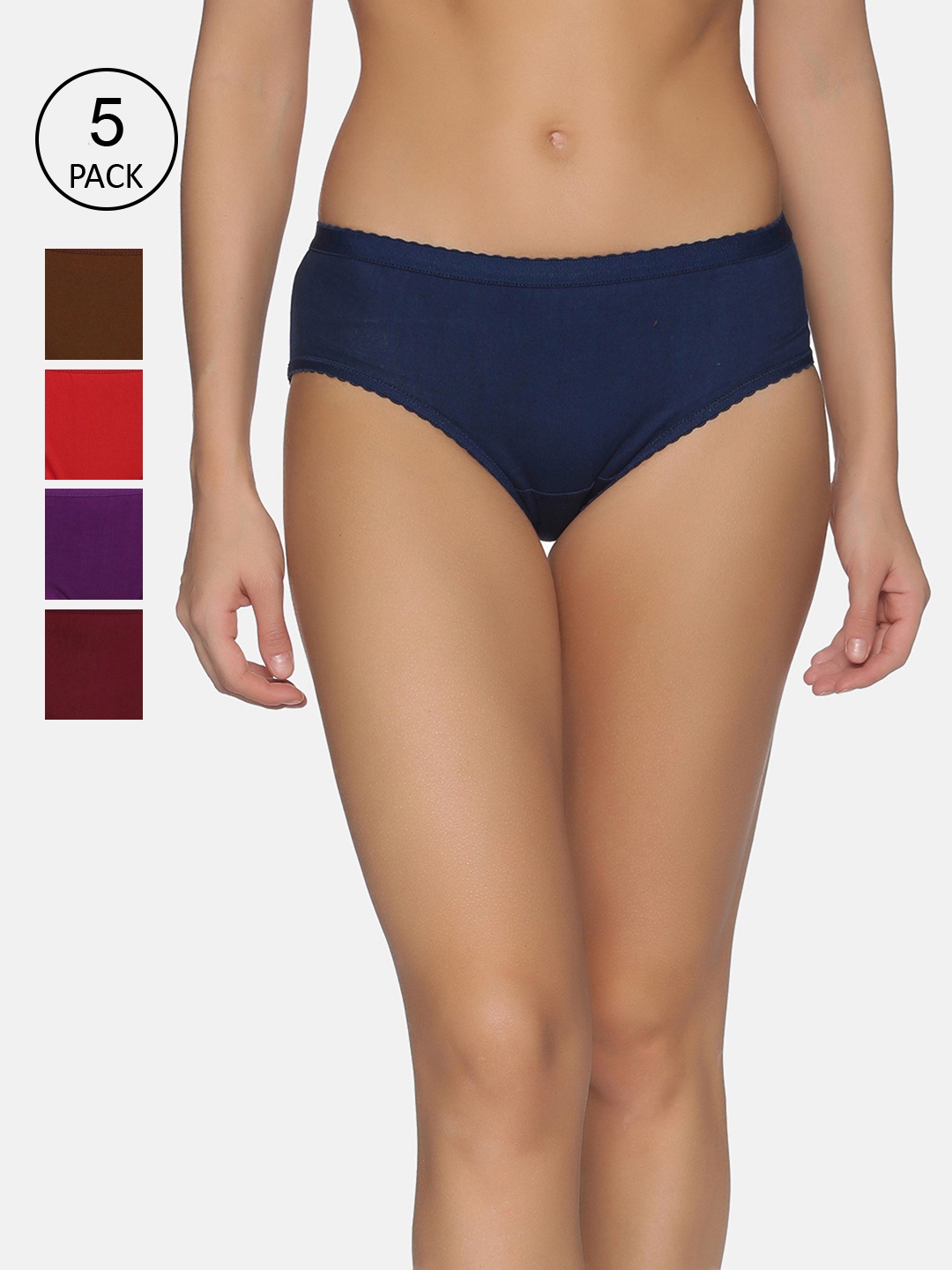 NOT YET by us Women Blue, Brown & Red Pack of 5 Assorted Cotton Hipster Briefs, Navy blue
NOT YET by us Women Blue, Brown & Red Pack of 5 Assorted Cotton Hipster Briefs, Navy blue