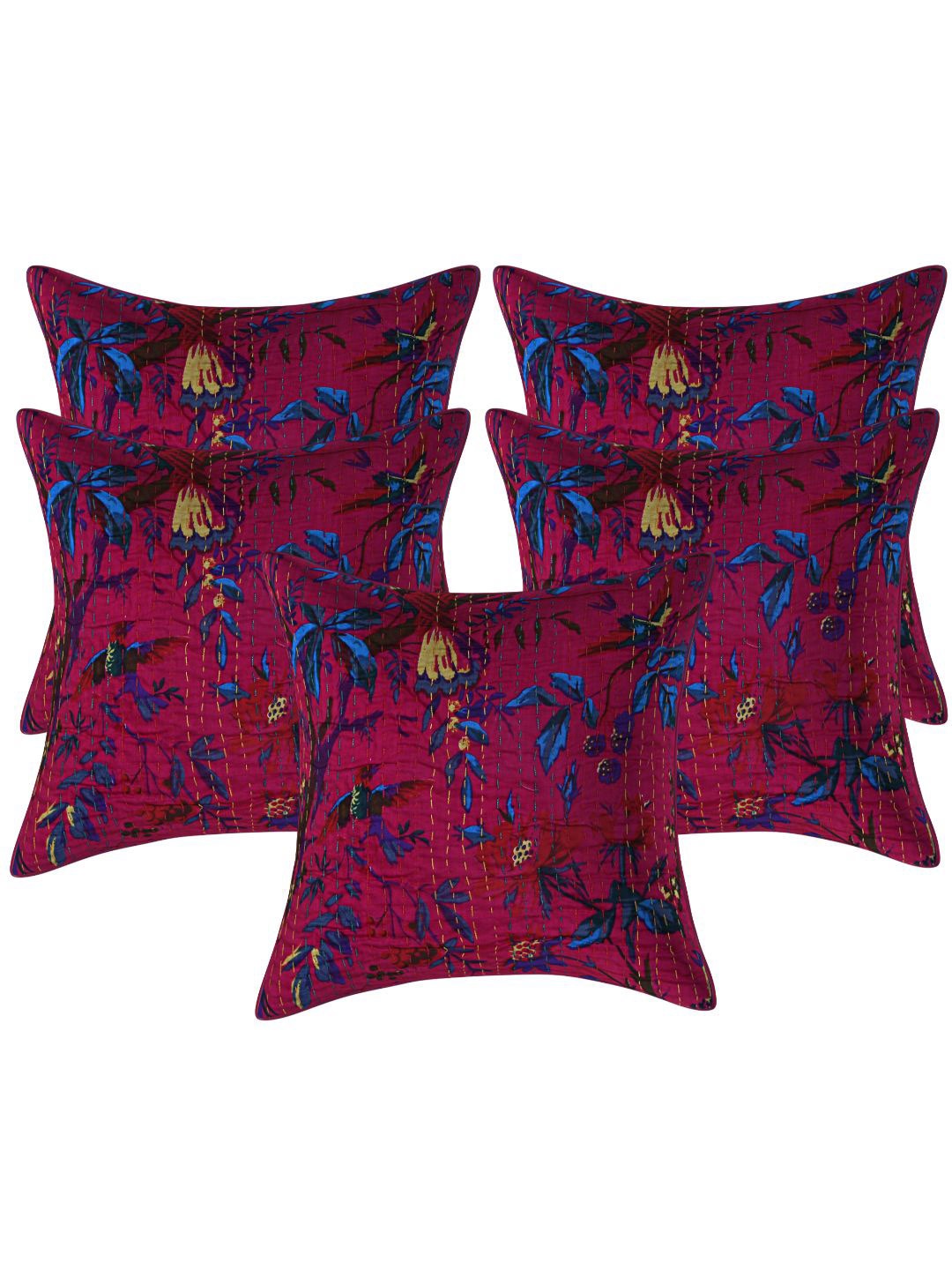 INDHOME LIFE Multicoloured Set of 5 Floral Printed Pure Cotton Square Cushion Covers, Multi
INDHOME LIFE Multicoloured Set of 5 Floral Printed Pure Cotton Square Cushion Covers, Multi