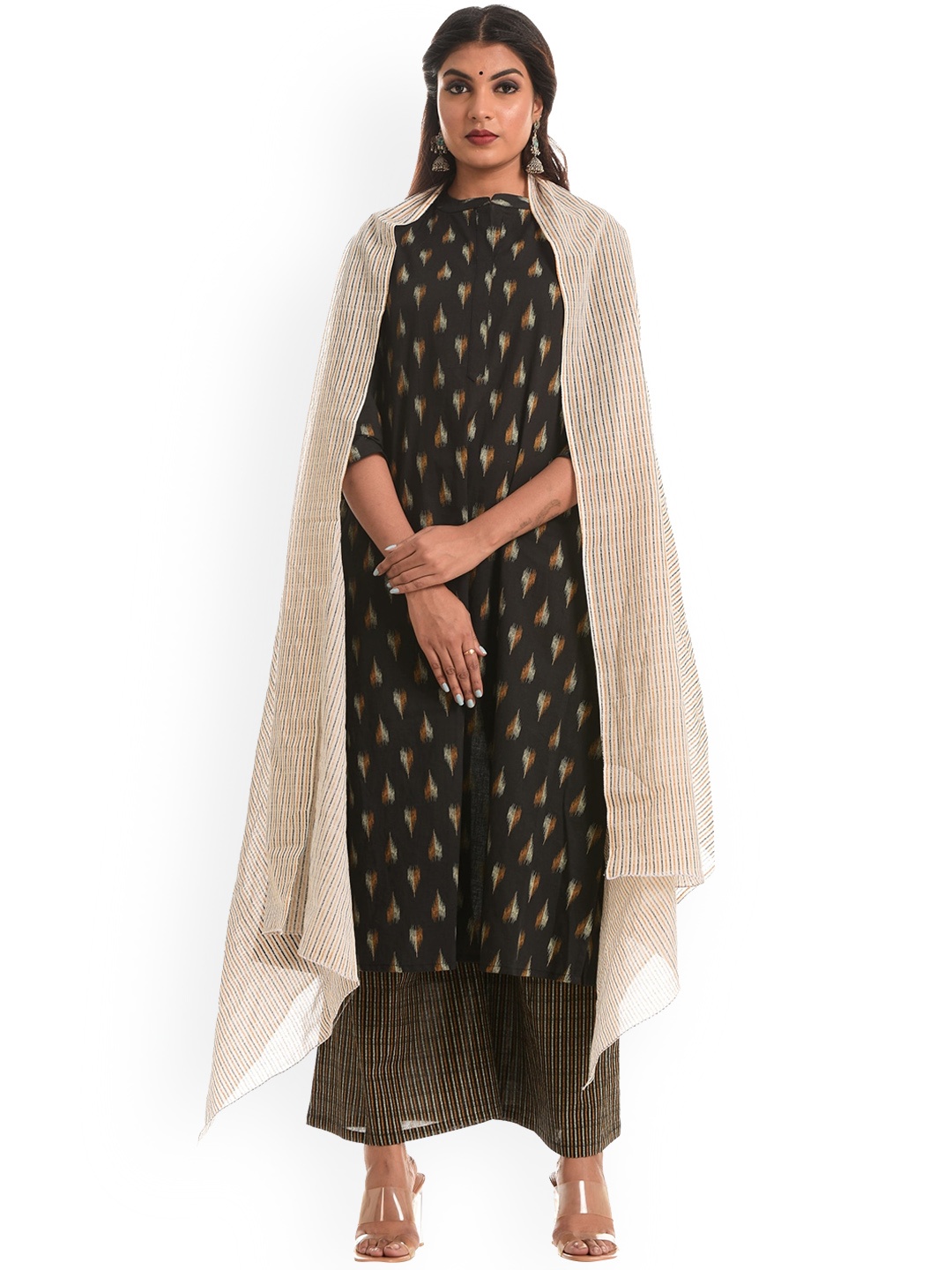 TRISHLA INDIA Women Black Ethnic Motifs Printed Panelled Pure Cotton Kurta with Palazzos & With Dupatta
TRISHLA INDIA Women Black Ethnic Motifs Printed Panelled Pure Cotton Kurta with Palazzos & With Dupatta