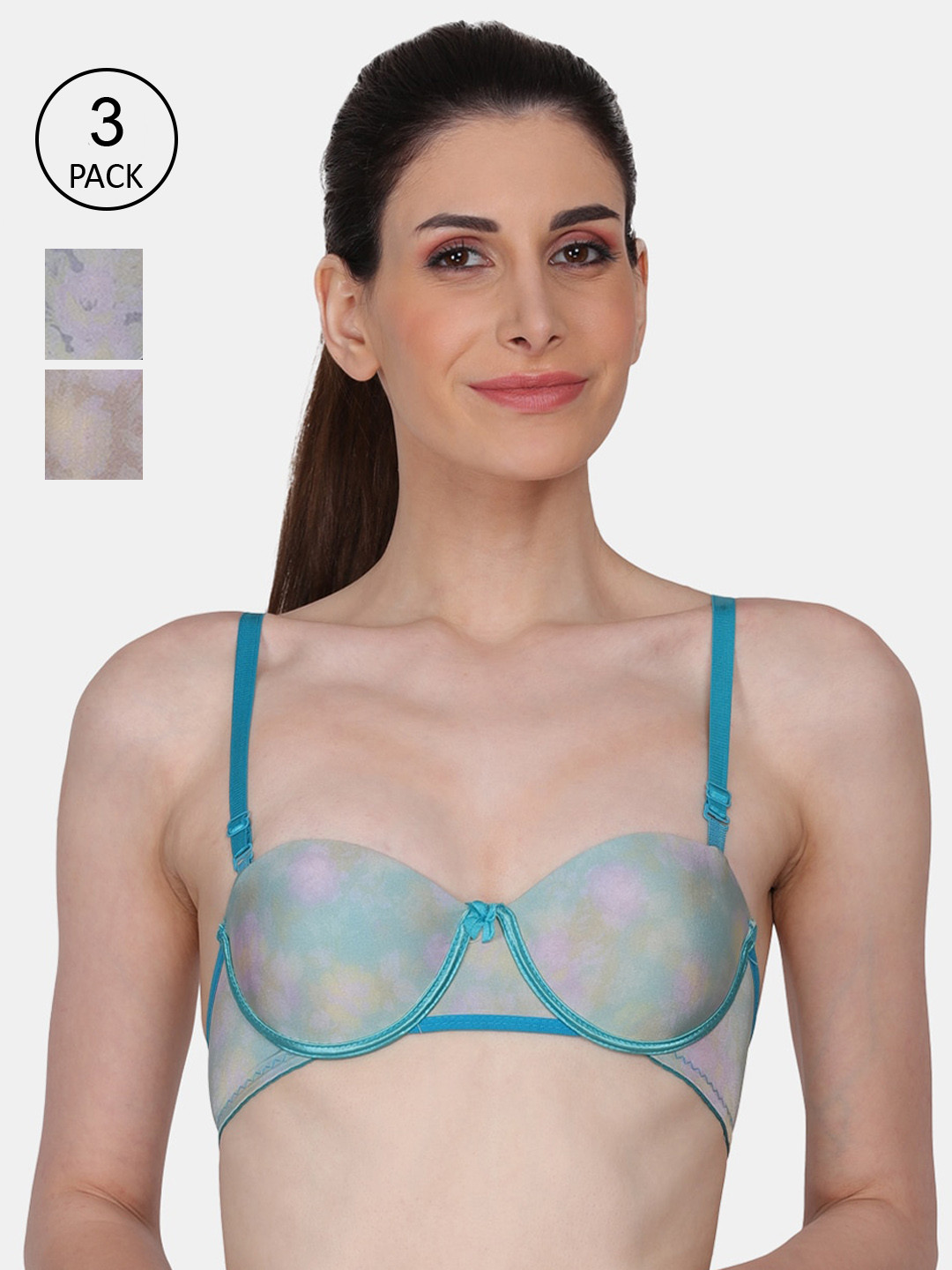 Amour Secret Women Blue & Black Pack Of 3 Abstract Bra Underwired Lightly Padded 
Amour Secret Women Blue & Black Pack Of 3 Abstract Bra Underwired Lightly Padded