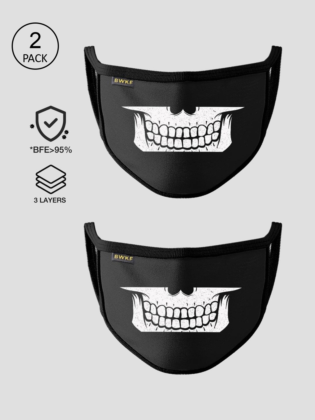 Bewakoof Unisex Pack Of 2 Black & White Printed 3-Ply Cotton Protective Outdoor Masks
Bewakoof Unisex Pack Of 2 Black & White Printed 3-Ply Cotton Protective Outdoor Masks