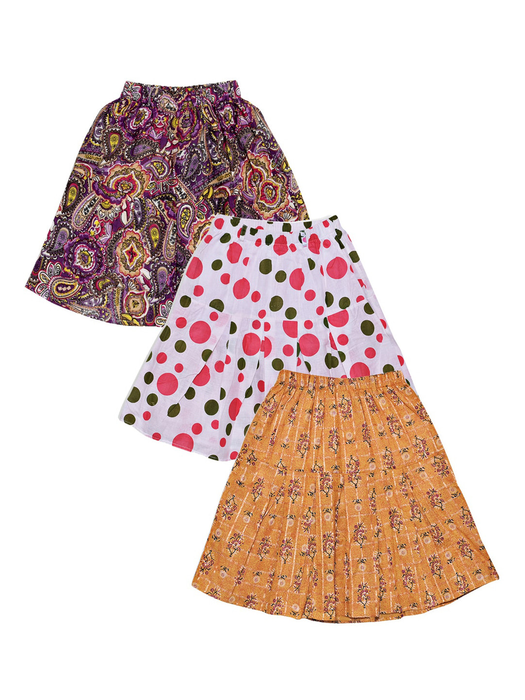 Fashionable Girls Pack Of 3 Mustard , White & Purple Printed Pure Cotton Above Knee Skirts
Fashionable Girls Pack Of 3 Mustard , White & Purple Printed Pure Cotton Above Knee Skirts