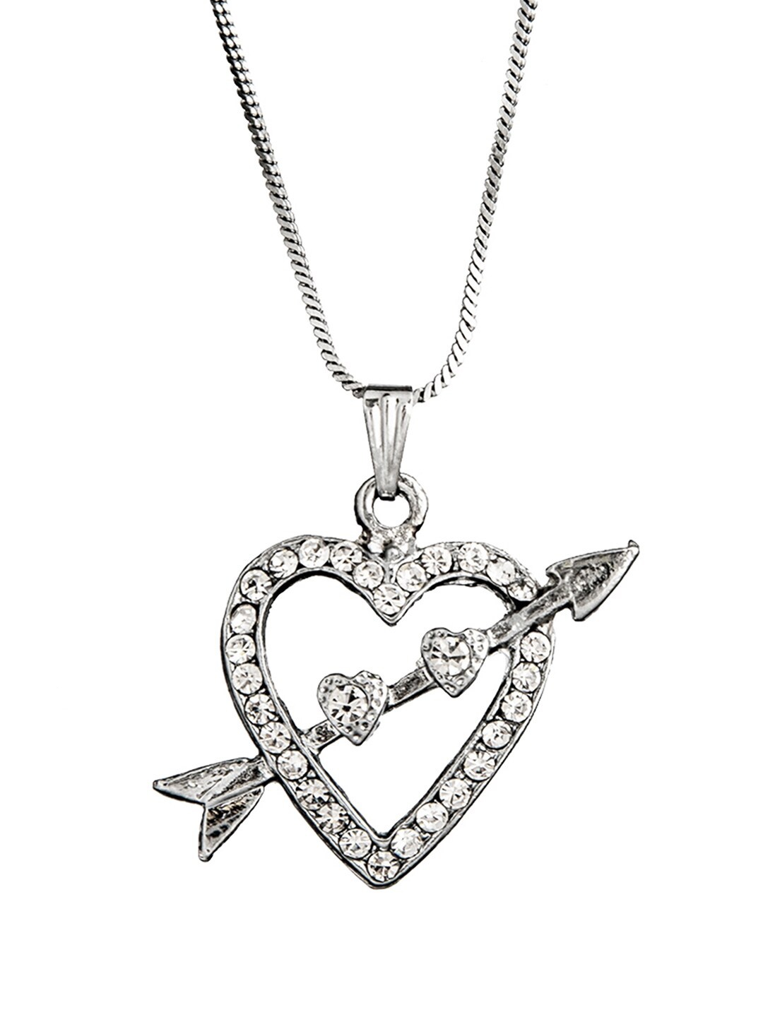 Shining Jewel - By Shivansh Silver-Plated White CZ-Studded Heart Shaped Pendant With Chain
Shining Jewel - By Shivansh Silver-Plated White CZ-Studded Heart Shaped Pendant With Chain