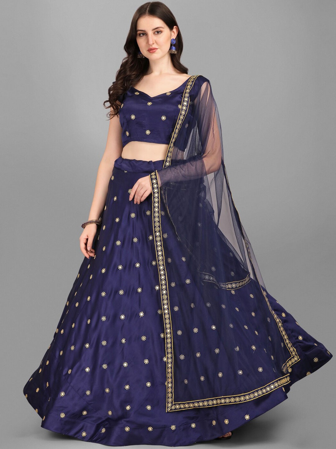 Fashion Basket Blue & Gold-Toned Embroidered Semi-Stitched Lehenga & Unstitched Blouse With Dupatta
Fashion Basket Blue & Gold-Toned Embroidered Semi-Stitched Lehenga & Unstitched Blouse With Dupatta