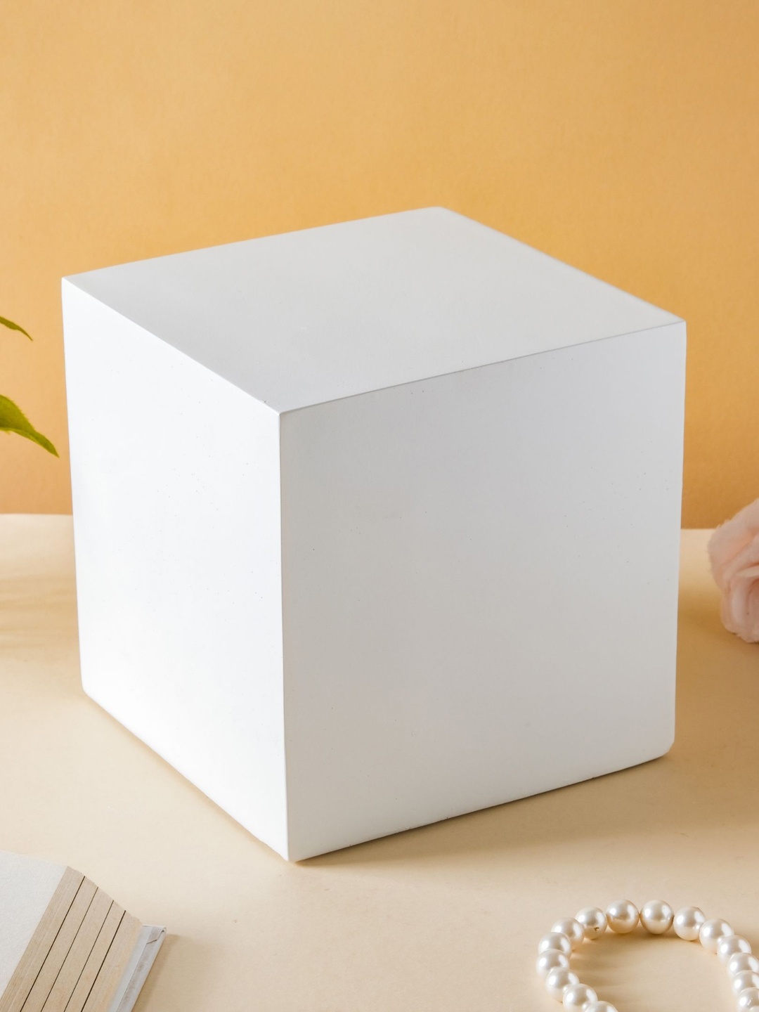 Nestasia White Cube Wooden Showpiece