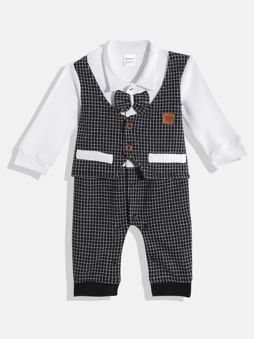Moms Love Infant Boys Black & White Checked Pure Cotton Rompers with Attached Waistcoat
Moms Love Infant Boys Black & White Checked Pure Cotton Rompers with Attached Waistcoat