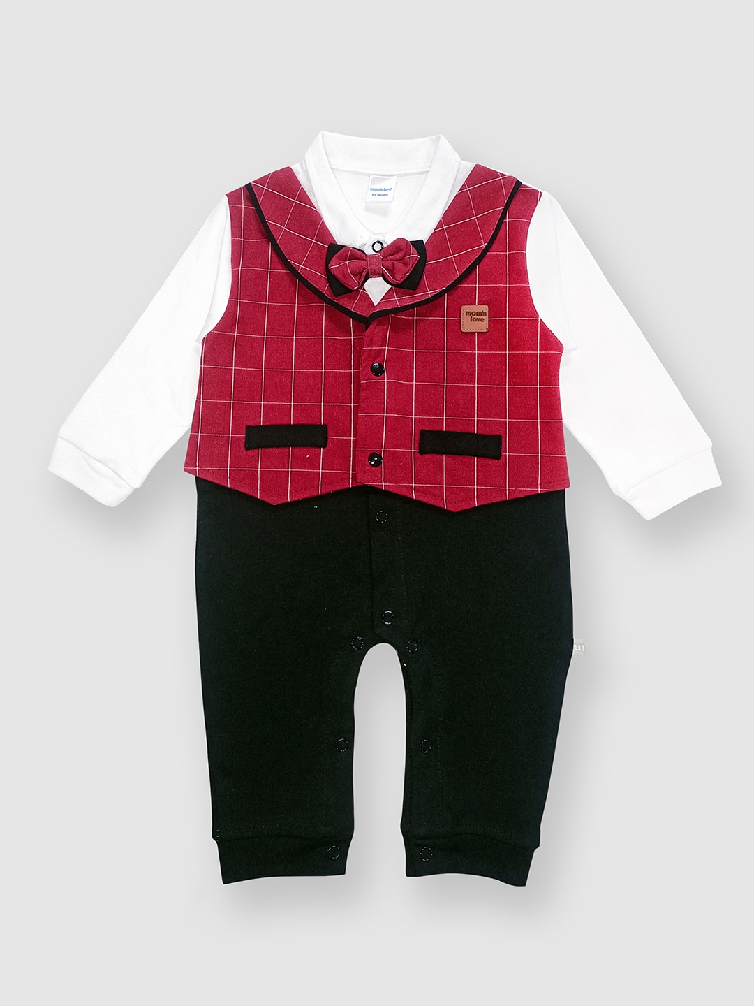Moms Love Infant Boys Maroon & Black Checked Pure Cotton Rompers with Attached Waistcoat
Moms Love Infant Boys Maroon & Black Checked Pure Cotton Rompers with Attached Waistcoat